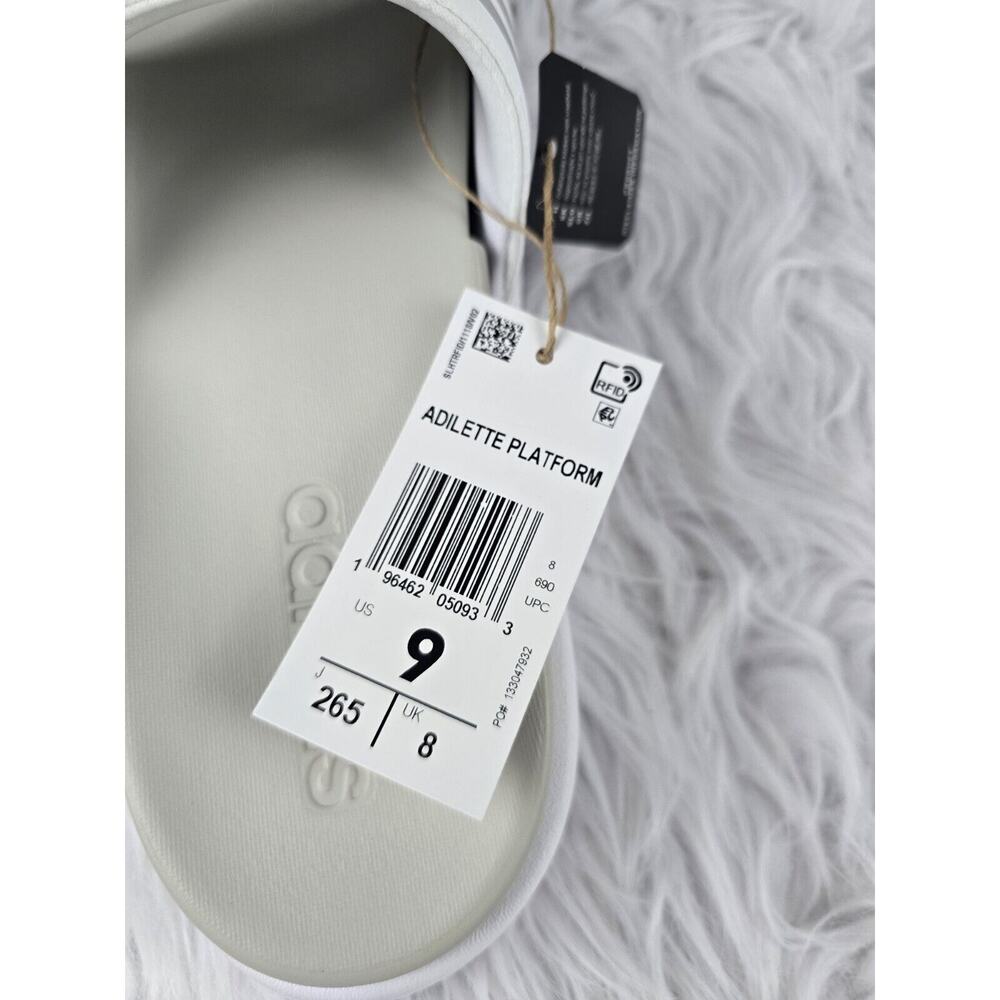 adidas Adilette Platform Slides Cloud White Zero Metallic Grey One Size 9 NWT - Picture 6 of 6